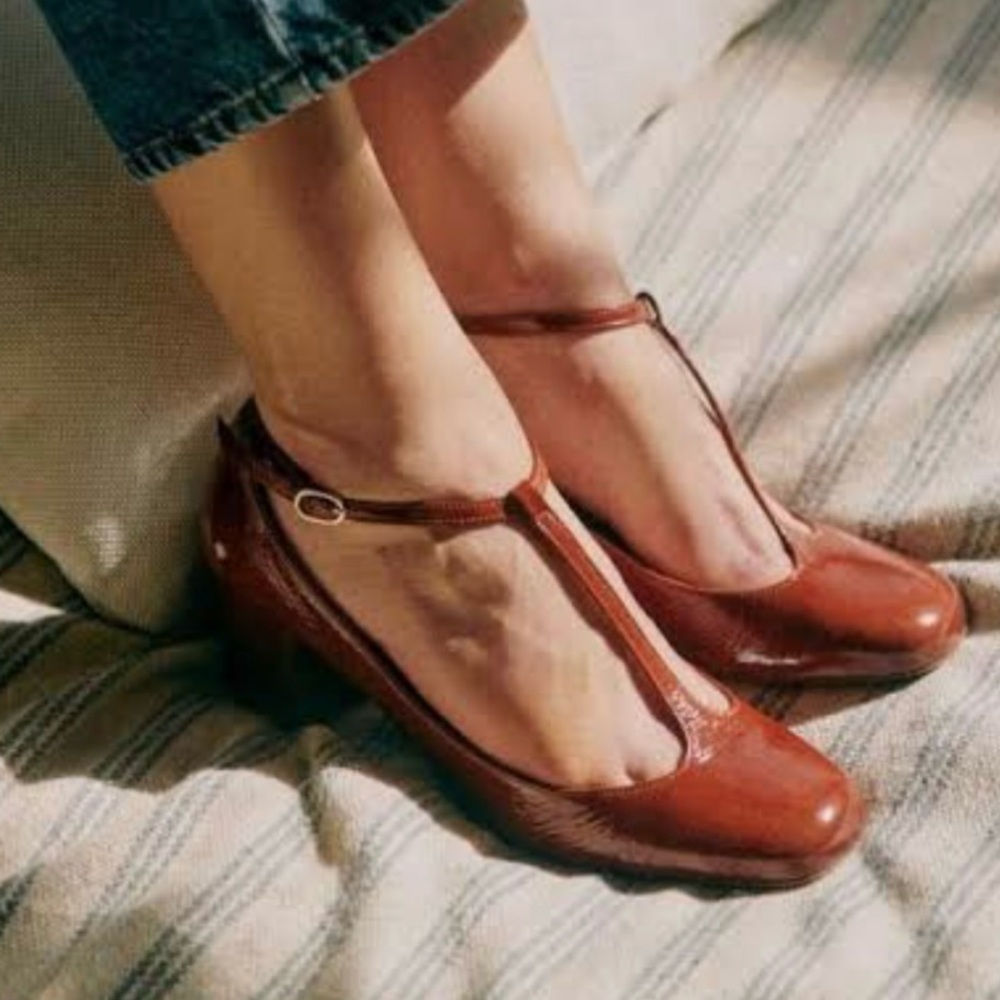 Sézane Marcie Babies, polished camel, size 8